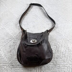 Fossil Crossbody Bag Women's Y2K Brown Leather Distressed Boho Indie Grunge